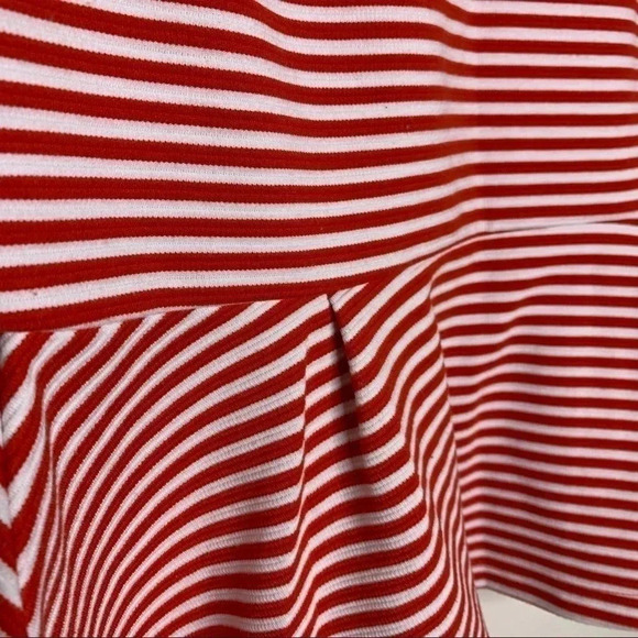 Anthropologie Red and White Striped Peplum Blouse - Picture 6 of 8